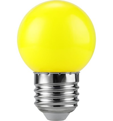 E27 1W LED Kogellamp - G45, Geel, 50lm, Party Colour