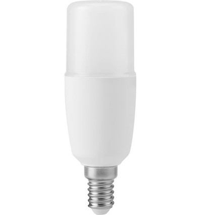 E14 7W LED buislamp, 10,8cm, 95-265V - 810lm, opaal glas