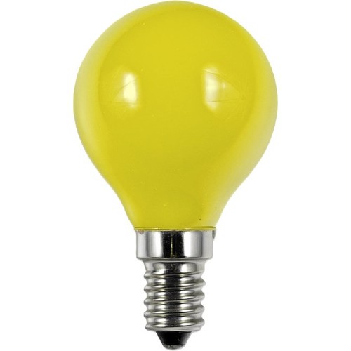 E14 1W LED Kogellamp - G45, Geel, Party Colour Premium