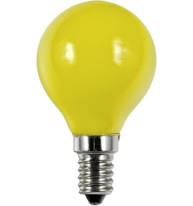 E14 1W LED Kogellamp - G45, Geel, Party Colour Premium