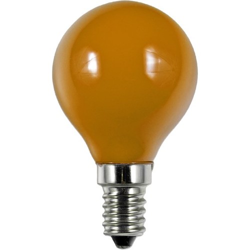 E14 1W LED Kogellamp - G45, Oranje, Party Colour Premium