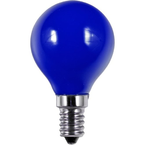 E14 1W LED Kogellamp - G45, Blauw, Party Colour Premium