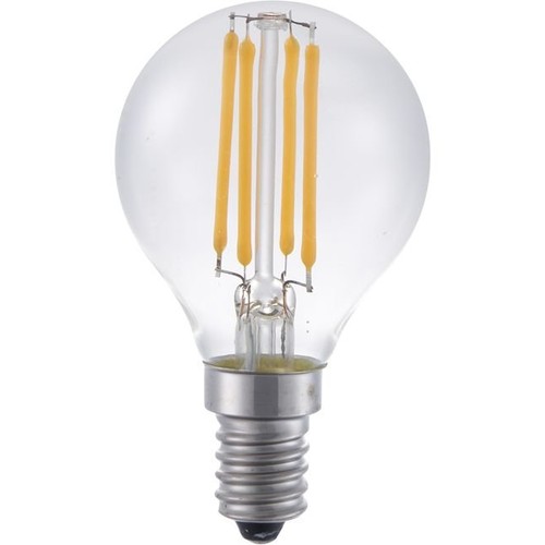 E14 4W dimbare LED kogellamp - G45, filament, 2200K, helder glas