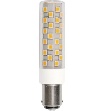 8cm / 6W dimbare BA15d LED buislamp - 840lm, 3000K, helder glas, AC/DC