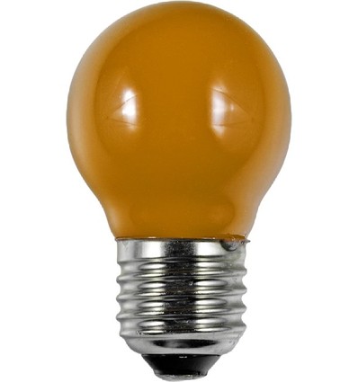 E27 1W LED Kogellamp - G45, Oranje, Party Colour Premium