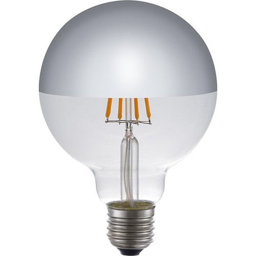 E27 4W dimbare LED globe-lamp - G95, topverzilverd, filament, 2500K