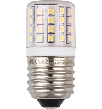 E27 3W LED buislamp - 6cm, 400lm, helder glas, 3000K, AC/DC