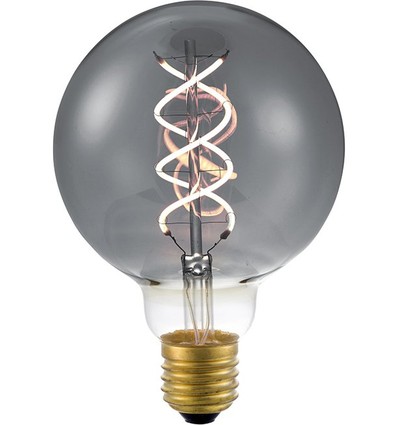 E27 5W dimbare LED lamp - G95, Double Helix, Smoke, 2200K, 120lm