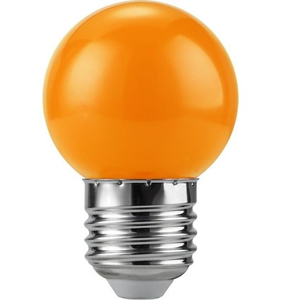 E27 1W LED Kogellamp - G45, Oranje, Party lamp