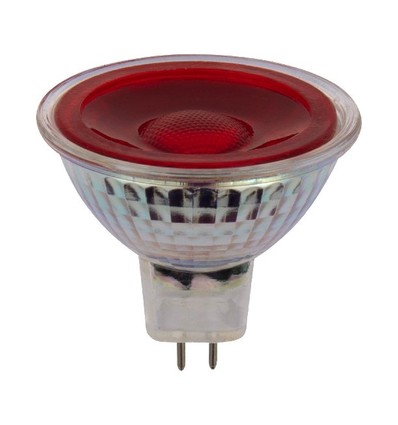 GU5.3 5W LED lamp, 12V - MR16, 38°, rood, glas