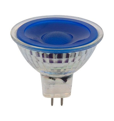GU5.3 5W LED lamp, 12V - MR16, Blauw, 38 graden, glas