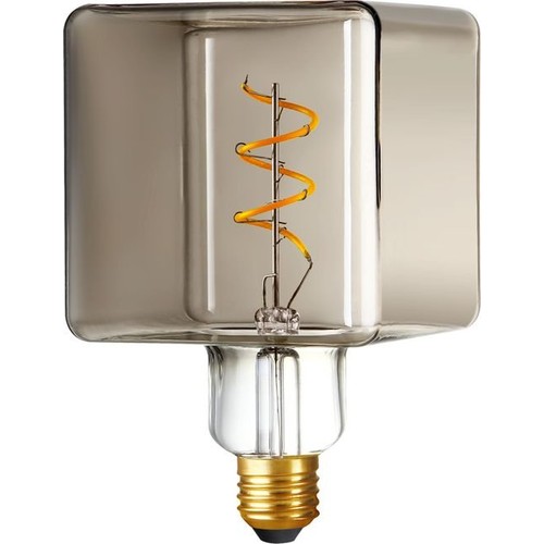E27 4W LED Ice Cube filamentlamp - C95, dimbaar, 2200K, rookglas