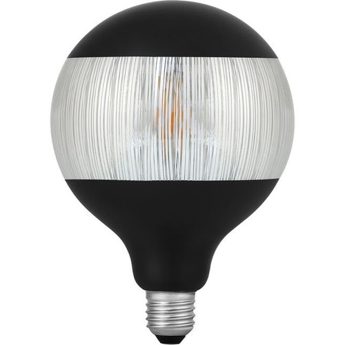 E27 4W dimbare LED lamp - G125, Laser Stripe, zwart/zilver, 2500K, 120lm