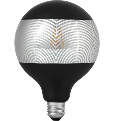 E27 4W dimbare LED lamp - G125, Laser Leaf, zwart/zilver, 120lm, 2500K