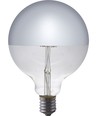 E27 6,5W dimbare LED globe - G125, kopspiegel zilver, filament, 2500K, zilveren afwerking