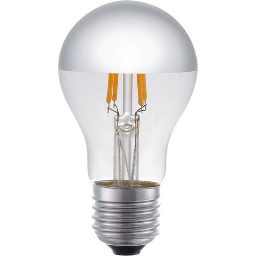 E27 4W dimbare LED kaarslamp, topverzilverd - A55, 250lm, 2500K