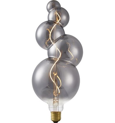 E27 4W XXL Flex Bubble-5 LED lamp - 100lm, 2200K, dimbaar, rookglas, filament