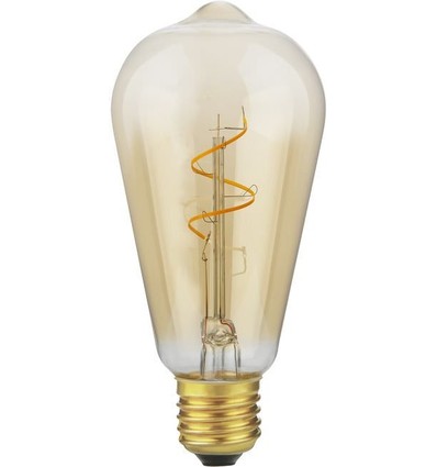 E27 4,2W Slim Flex Filament Rustika ST64 - 470lm, 2200K, goud glas, dimbaar