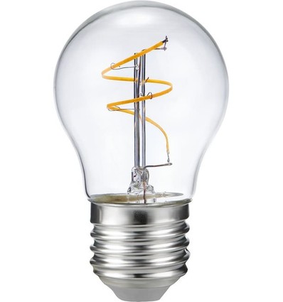 E27 3,2W dimbare LED kogellamp - G45, Slim Flex Filament, 2200K, helder glas