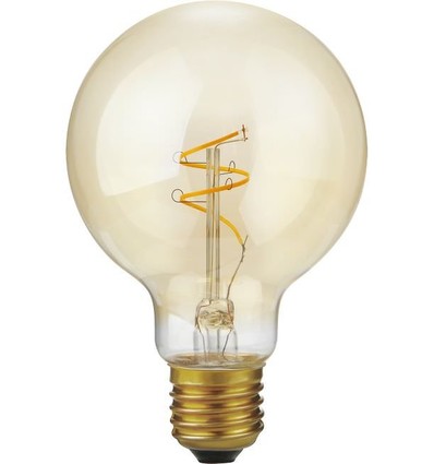 E27 2,9W Slim Flex Filament Globe G80 - 250lm, 2200K, goud glas, dimbaar