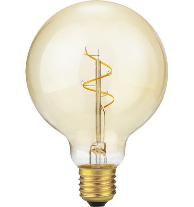 E27 2,9W dimbare LED lamp - G95 Globe, Slim Flex Filament, 2200K, Goud, 250lm