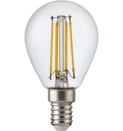 E14 4,7W dimbare LED kogellamp - G45, filament, helder glas, 2700K