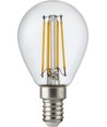 E14 4,7W dimbare LED kogellamp - G45, filament, helder glas, 2700K
