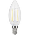 E14 2,5W dimbare LED kaarslamp - C35, filament, helder glas, 2700K