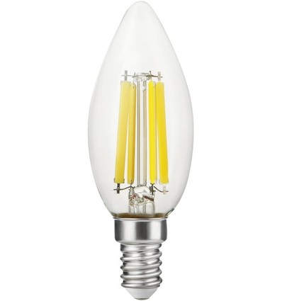 E14 7W dimbare LED kaarslamp - Filament, C35, 806lm, 2700K, helder glas