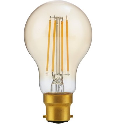 BA22d 4,7W dimbare LED lamp - A60, filament, 2200K, goud glas, 470lm