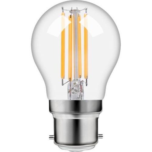 B22d 4,7W dimbare LED kogellamp - G45, filament, 470lm, 2500K, helder glas