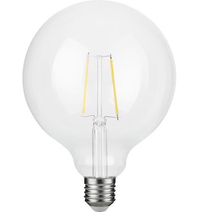E27 2,5W dimbare LED filament lamp - G125 Globe, 250lm, 2500K, helder glas