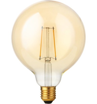 E27 2,9W dimbare LED filament lamp - G125, 250lm, 2200K, Gold finish