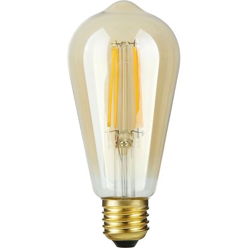 E27 4,7W dimbare LED Rustika lamp - ST64, filament, goud glas, 2200K, 470lm