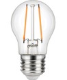 E27 2,5W dimbare LED kogellamp - G45, filament, helder glas, 2500K