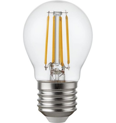 E27 4,7W dimbare LED kogellamp - G45, filament, helder glas, 2500K