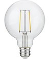 E27 2,5W dimbare LED globe lamp - G95, filament, 250lm, 2500K, helder glas