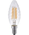 E14 4W dimbare LED kogellamp - Twisted Candle, 350lm, 2200K, helder glas
