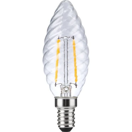 E14 2W dimbare LED kogellamp - Twisted Candle, filament, 2200K, helder glas