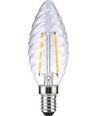 E14 2W dimbare LED kogellamp - Twisted Candle, filament, 2200K, helder glas