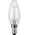 E14 2W dimbare LED kogellamp - Twisted Candle, filament, 2200K, helder glas