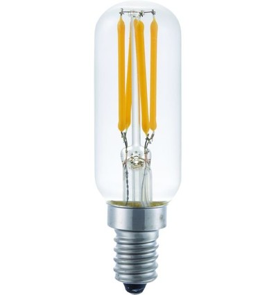 E12 3W dimbare LED buislamp, 120V - 9,5cm, filament, helder glas, 2700K