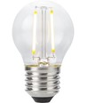 E27 2W dimbare LED kogellamp - G45, filament, 2500K, helder glas