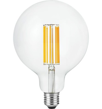 E27 7W dimbare LED globe lamp - G125, filament, 2200K, 600lm, helder glas