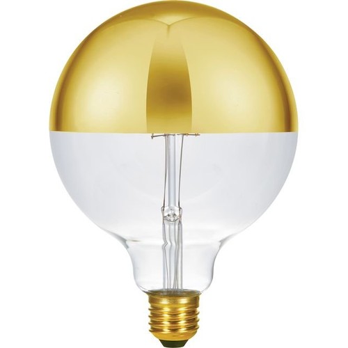 E27 6,5W dimbare LED kaarslamp - G125, topverspiegeld goud, 2500K