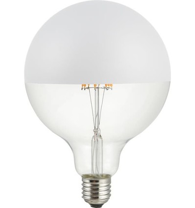 E27 6,5W dimbare LED globe lamp - G125, kopspiegel zilver, filament, 2500K
