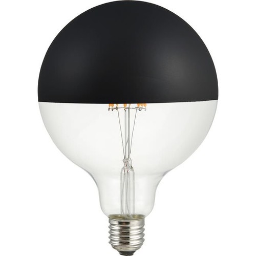 E27 6,5W dimbare LED kaarslamp - G125, topverspiegeld zwart, 2500K