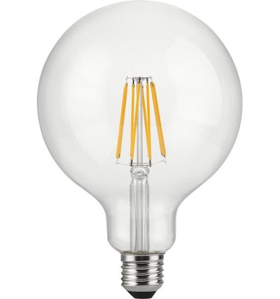 E27 12W dimbare LED globe lamp - G125, filament, 1250lm, 2500K, helder glas