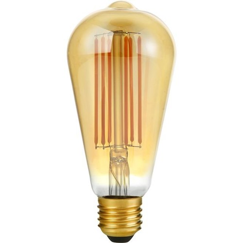 E27 6,5W dimbare LED filamentlamp - ST64 Rustika, 2200K, goud glas, 550lm