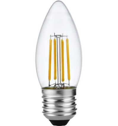 E27 4W dimbare LED kaarslamp - C35, filament, 2500K, helder glas